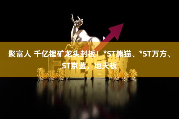 聚富人 千亿锂矿龙头封板！*ST熊猫、*ST万方、ST京蓝，地天板